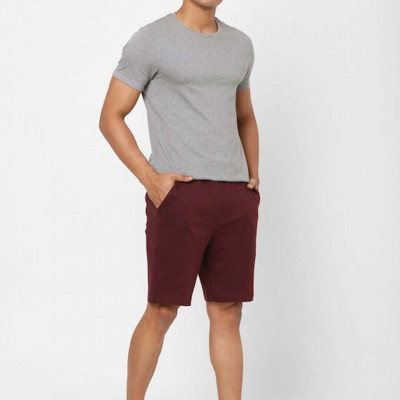 Men Maroon Slim Fit Pure Cotton Lounge Shorts