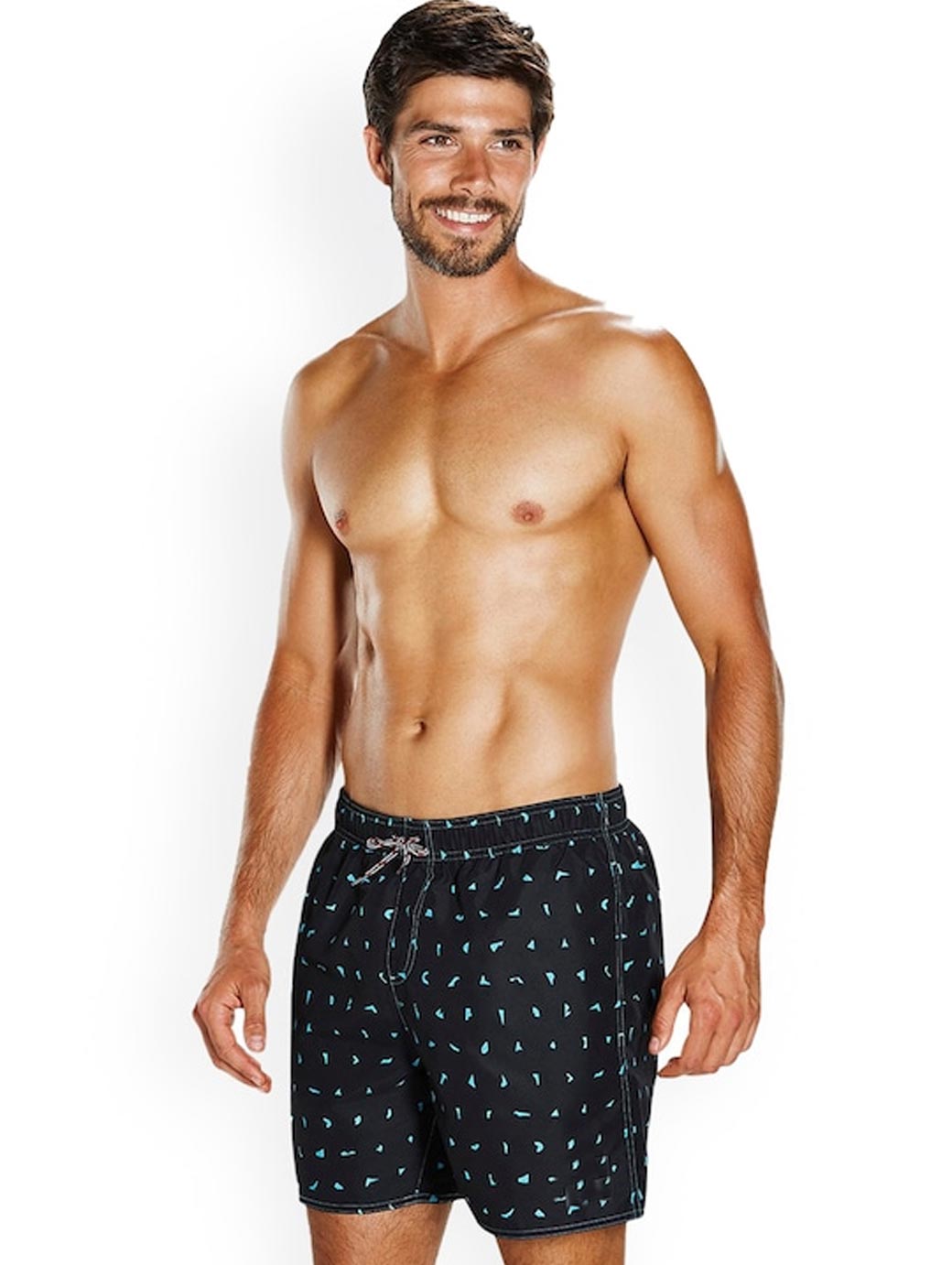 Men Black Printed Swim Bottoms