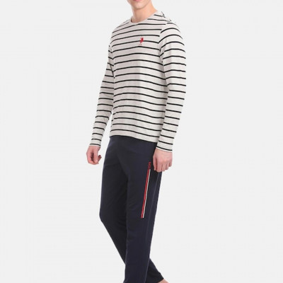 Men Navy Blue Striped Lounge Pants