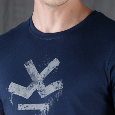 Men Navy Blue Printed T-shirt