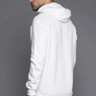 Men White Cotton Sustainable Hoodie