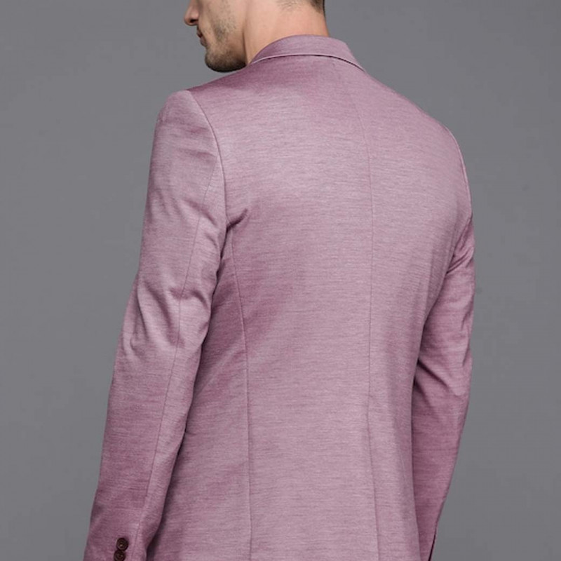 "Men Purple Melange Effect Neo Slim Fit Formal Blazer "